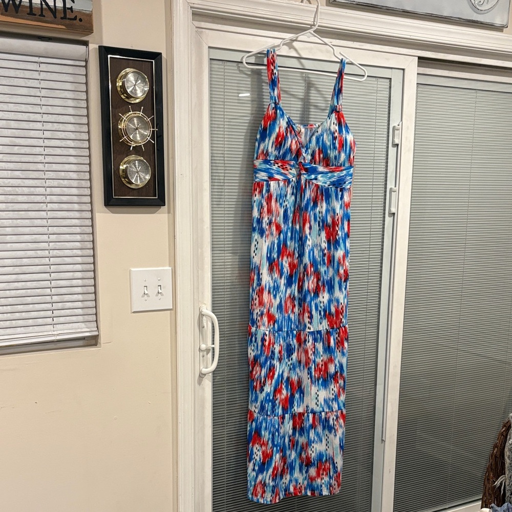 Stylish Blue and Red Maxi Dress
